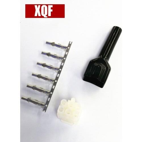 XQF 6 Pin Short Wave Radio Power Socket Cable Cord Connector For Yaesu FT-857D FT-89D Radio W/Sleeve 10pcs