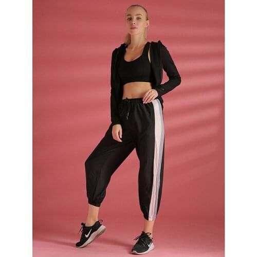 Plus Size Womens Pants & Trousers Fashion Drawstring Yoga Pants Stripe Side Track Pants