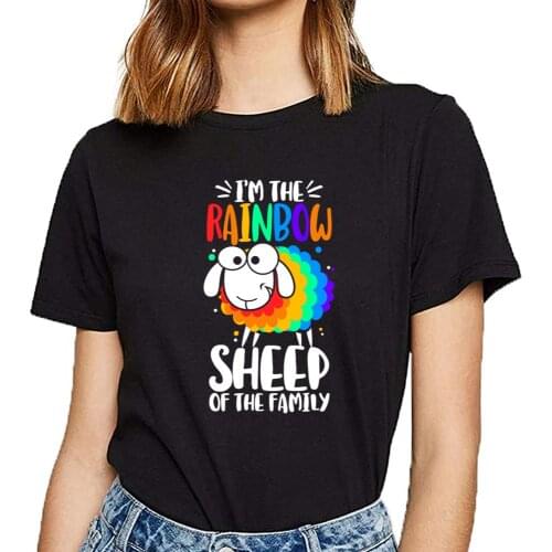 Tops T Shirt Women im the rainbow sheep of the family Summer Harajuku Print Female Tshirt