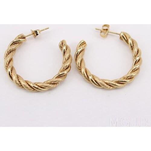 4 mm stainless steel earring twisted wire Hot selling for women 2 colors 4 styles Hoop earring LH941