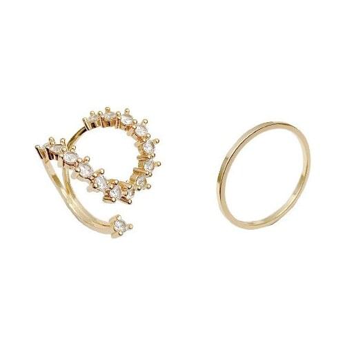 The web celebrity set in the same style as the Super Flash Zircon Geometric Ring for the Womens 2021 new index finger ring