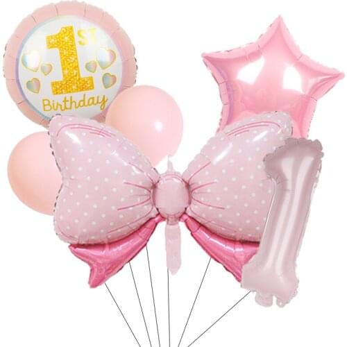 1set Baby One Year Old Happy Birthday Aluminum Foil Balloon Boy Girl Anniversary Celebration Party Decoration Gift