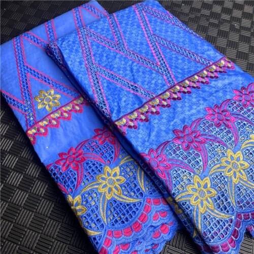 2.5 y Swiss lace fabric +2.5 y Bazin Brode riche Embroidery African 100% cotton fabrics voile lace Dubai style 4L041301