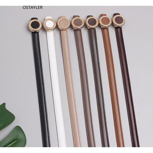 2021 Ins Metal Circular Buckle Waist Belt Women Cowhide Split Leather Waistband Slim Belt Female Jean Pant Dress Cinch Strap New