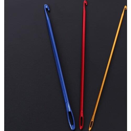 3Pcs/Set Aluminium Crochet Hook Knitting Needle Hand Knit Tool With Threading Hol
