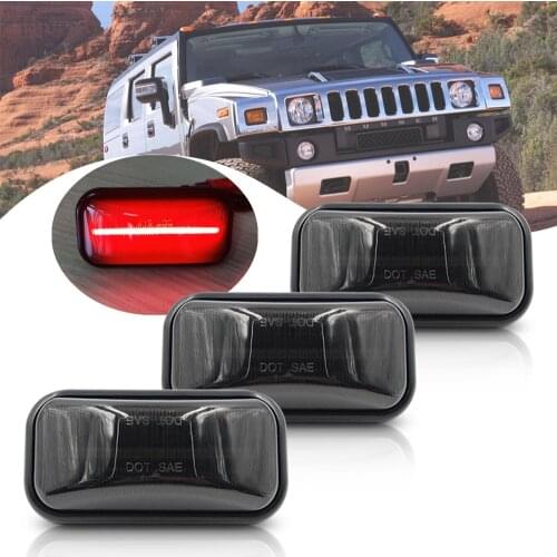 3PCS Smoked For Hummer H2 03-09 H2 SUT 05-09 LED Cab Roof Marker Lamp Red Rear Light OEM No 25809312