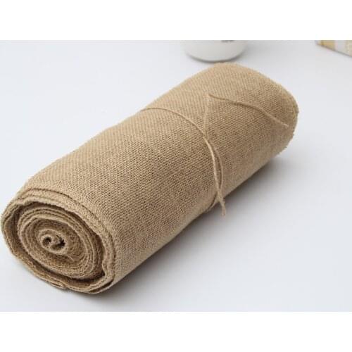 30CMx10M Burlap Wedding Table Runner Linen Table Flag Tablecloth Jute Table Runner Romantic Home Party Festival Decor
