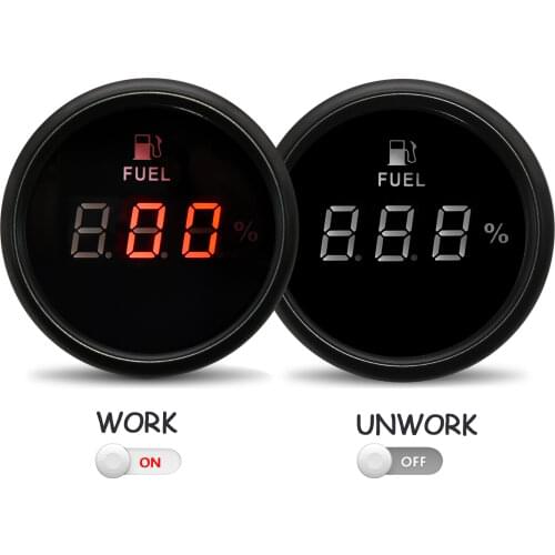 52mm Auto Digital Fuel Level Gauge LCD Waterproof Marine Car 240~33 ohm /0~190 ohm Oil Meter boat motorcycle fuel indicator