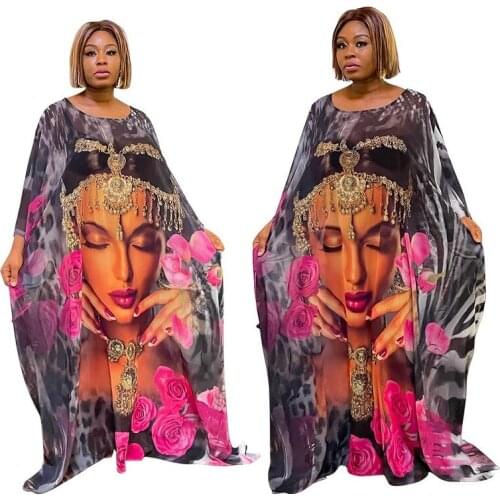 African Dresses for Women Summer Sexy African Women Printing Polyester Plus Size Long Dress Maxi Dress L-4XL