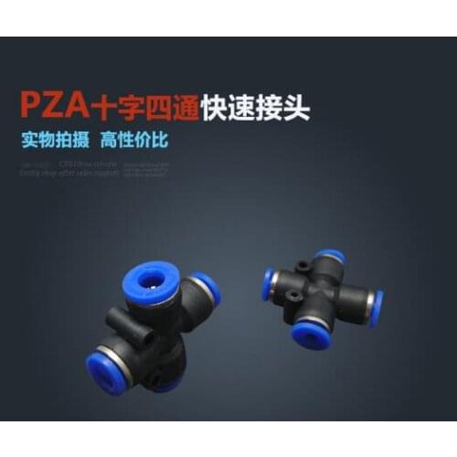 Free shipping 10Pcs 6mm 4 Way Cross Style Pneumatic Tube Push in Quick Fittings PZA6