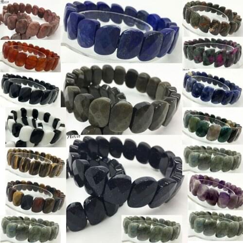 Jaspe Tiger Eye Lapis Lazuli Labradorite Carnelian Obsidian Art Stretch Bracelet 7.5" WFH511