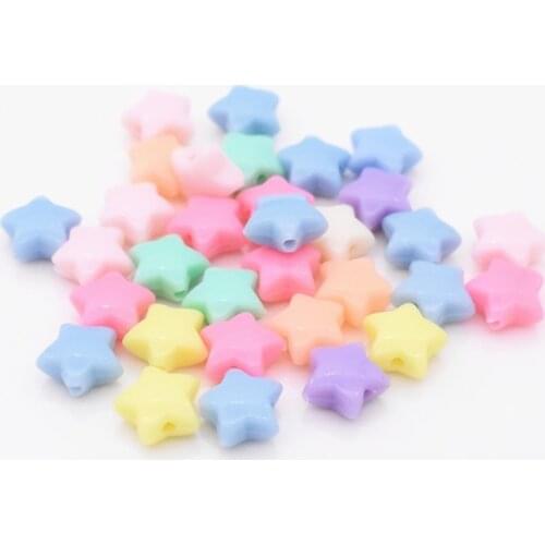 100pcs/lot 11mm Mixed Candy Colors Acrylic Stars Beads Childrens beaded toy DIY Handmade Jewelry Accessories