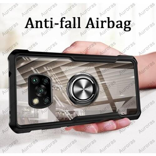 Auroras For Xiaomi Poco X3 NFC Case Official Original Shockproof Airbag With Ring Soft Frame Cover For Poco X3 Redmi Note 9T M3
