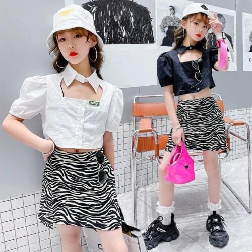 Children Black Short sleeve shirts 2021 Summer Puff Crop Tops girls Cotton t-shirts kids tees 3 4 6 8 to 10 12 13 Years Girl Top