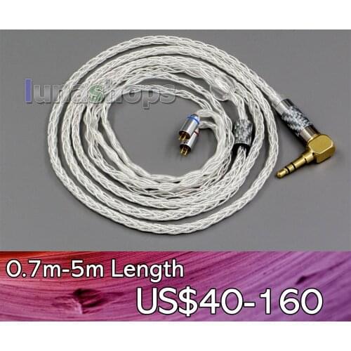 LN006346 99.99% Pure Silver XLR 3.5mm 2.5mm 4.4mm Earphone Cable For Flat Step JH Audio JH16 Pro JH11 Pro 5 6 7 BA Custom