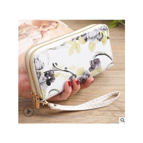 1pcs/lot Womens Wallet Rose Print Wallet Fashion Double Zipper rose flower Bag Multi-card Women long wallet