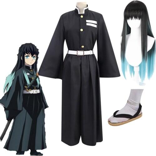 Anime Costumes Demon Slayer Tokitou Muichirou Cosplay Costume Full Set Include Wigs Shoes Adult Halloween Carnival Funny Show
