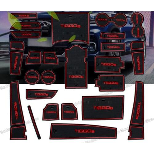Lsrtw2017 Car Interior Full Set Anti-slip Mat Door Slot Mat Water Cup Mat for Chery Tiggo 8 2018 2019 2020 Interior Accessories