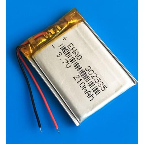3.7V 210mAh lipo polymer Lithium Rechargeable Battery 302535 for MP4 smart watch GPS DVD bluetooth headset camera