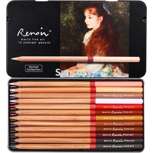 Marco 3100 Renoir Fine12 Colors Drawing Oil Base Pencil Tin Set Colored Pencils for Figure/Landscape/Plant Drawing