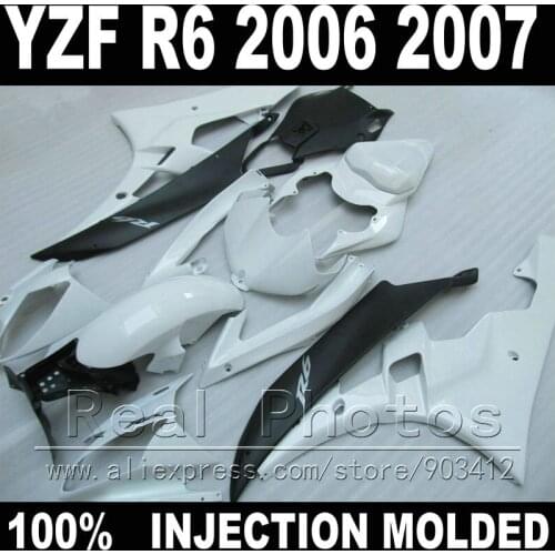 NEW body kit for YAMAHA R6 fairing kit 2006 2007 Injection molding white matte black 2006 2007 YZF R6 fairings