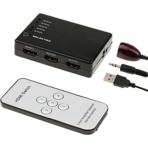 NEW HDMI HUB 5 Ports 1080P Video HDMI Switch Switcher HDMI Splitter with IR Remote splitter box for HDTV DVD PS3