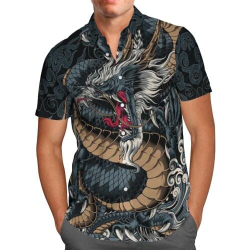 Dragon Tattoo 3D Beach Hawaiian 2021 Summer Retro Shirt Short Sleeve Shirt Streetwear Oversized 5XL Camisa Social Chemise Homme