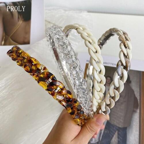 PROLY New Fashion Women Headband Acrylic Plastic Braid Hairband Fresh Leopard Headwear Girls Hair Accessories