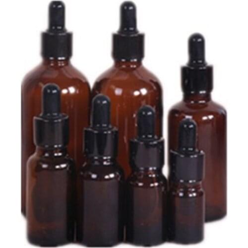 Empty Dropper Bottle Amber Essential Oil Glass Aromatherapy Liquid Brown 5-50ml Drop For Massage Pipette Bottles Refillable