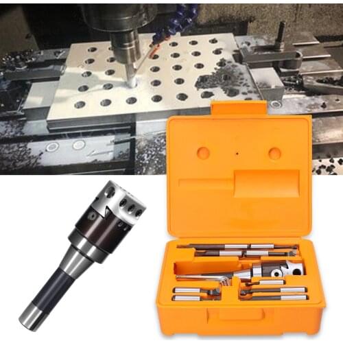 R8-F1 2inch Boring Heads R8 Shank Holder Set with 1/2inch Carbide Boring Bar for Manufacturing and Milling Workpiece