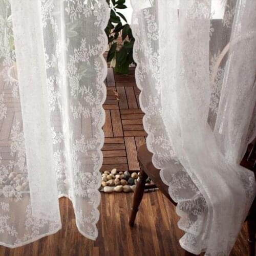French Romantic Bedroom Decoration Curtains For Kitchen White Floating Tulle Sheer Rod Pocket Stereoscopic Lace Yarn Rideau 6