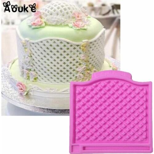 Rhombus Pattern Embossed Cake Silicone Mold Fondant Chocolate Mould Biscuits Candy Molds Cake Decoration Baking Tools Clay