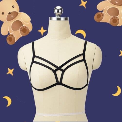 HANAERNES Harajuku Sexy Body Harness Bra Top Lingerie Punk Bondage Straps Sexy Women Leather Harness Underwear Garters