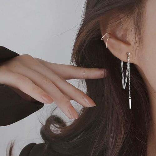 925 Sterling Silver After Hanging Type Tassel Long Strip Drop Earrings For Women Wedding Fashion Jewelry eh1295