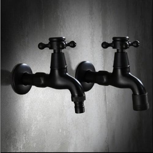 High quality total brass black oil brushed single cold washing machine faucet bathroom corner faucet tap garden outdoor mixer