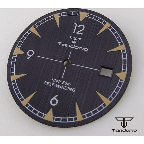 Tandorio Steel Replacement 33.5MM Watch Dial Hand Set fit NH35A Luminous Marks