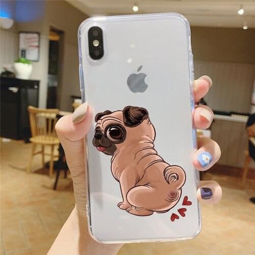 Cute cartoon animal dog clear Soft silicone Phone Case For iPhone 11 12 Pro Max X XS MAX XR 6 6s 7 8 Plus SE 5 5s Soft TPU Cover