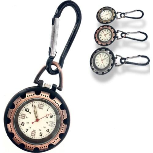 Luminous Outdoor Sport Pocket Watches New Design Carabiner Watch Multifunctional Quartz Hanging Buckle Watch Keychain Watch