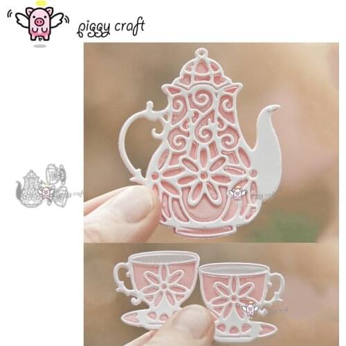 Piggy Craft metal cutting dies cut die mold 3Pcs Flower teapot cup Scrapbook paper craft knife mould blade punch stencils dies
