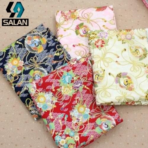 Cheongsam Fabrics Bronzing Crane Japan Import Fabrics and Stones Cotton Printed Fabrics DIY Wallpapers Pillow Bed Sheets Fabrics