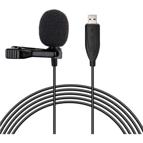 USB Lavalier Microphone Clip on Collar Condenser Lapel Mic for PC Smart Phones