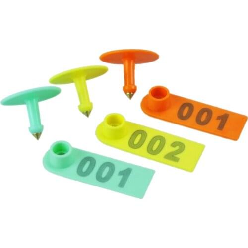 500pc Sheep Ear tag Signs with the word No. 1-500 ear Laser Typing Copper head earrings Farm animal identification card 3 Colour