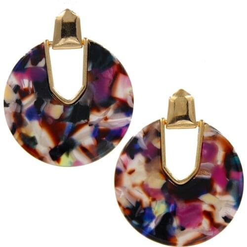 YJX Didi Gold Statement Earrings Round Disk Drop Dangle Stunning 2019 Design Jewelry