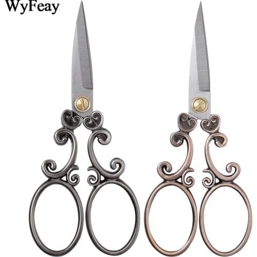 Zakka European Vintage Sewing Scissors Embroidery Retro Dressmaker Shears Scissors for Fabric Tool Needlework Tailor Shears