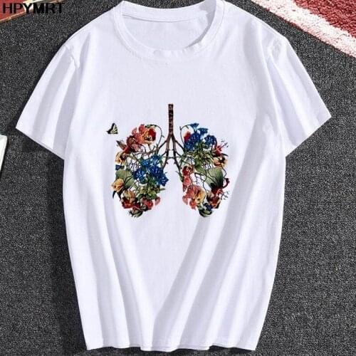 Female Tshirt Flowers Lung Fun Graphics Printed Harajuku T-shirt Women New Summer Casual T Shirts Korean Style Graphic Tops Tee