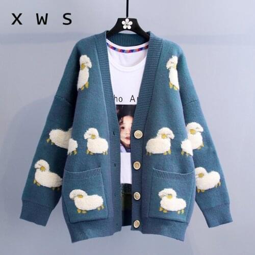 Women Winter Sweater and Cardigans Long Oversized Casual Knit Sweater Poncho Sheep Knit Coat Thick Warm Winter Sweater Coat