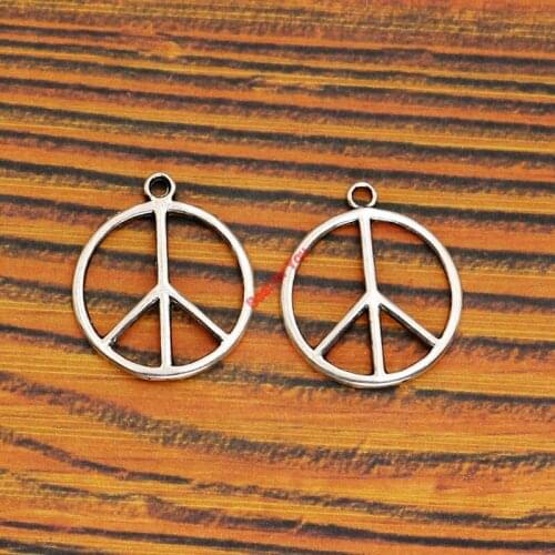 10pcs Tibetan Silver Plated Peace Charm Pendant fit Bracelet Necklace Jewelry DIY Making Accessories 25x21mm