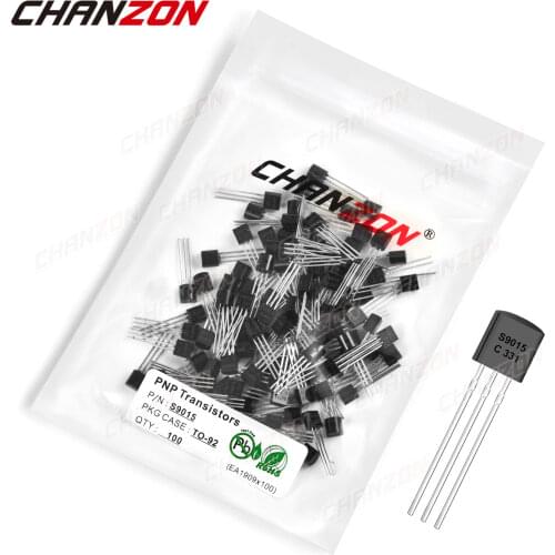 100Pcs S9015 TO-92 PNP Transistor Bipolar Junction BJT Pwerful S 9015 TO 92 Triode Tube Fets -0.1A -45V Integrated Circuits