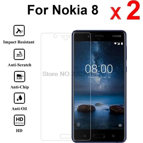 2Pcs Tempered Glass for Nokia 8 Screen Protector Scratch proof Protective Smartphone Front Film for Nokia 8 Case Glass Cover