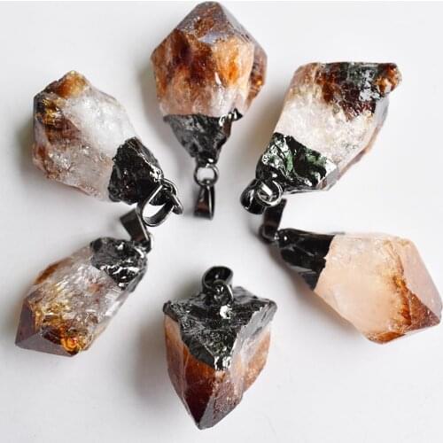 2020 New Natural Stone Irregular Pendants yellow Crystal Charms For DIY Jewelry Making 6pcs/lot Wholesal free shipping